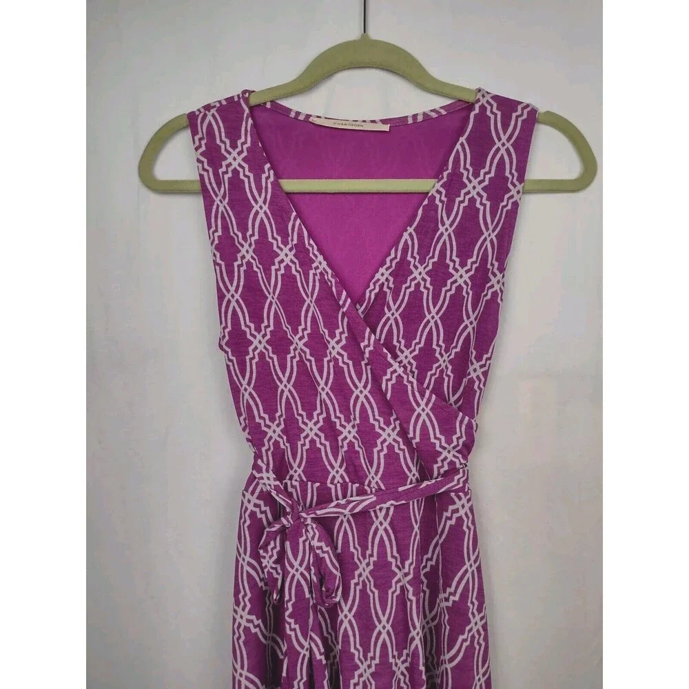 41 Hawthorn Wrap Dress Size Small Sleeveless Purple & Gray Geometric Travel